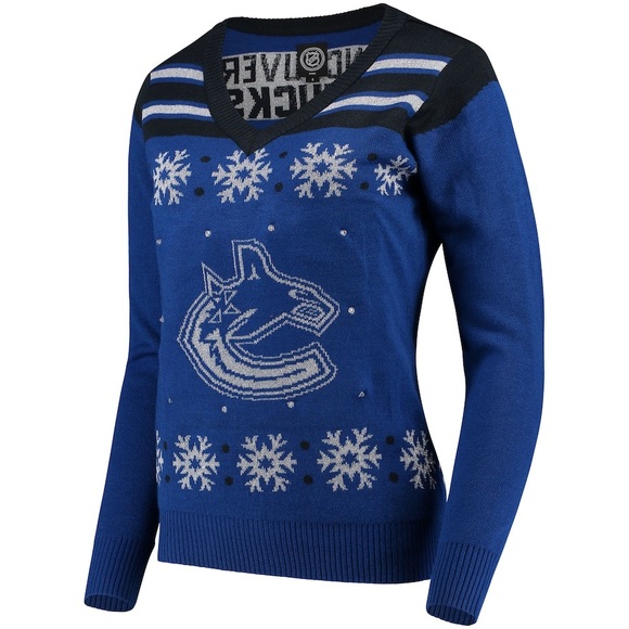 Vancouver Canucks Women’s Christmas Sweater LED - Picture 1 of 8